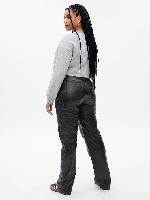 Image number 5 showing, High Rise '90s Loose Vegan Leather Cargo Pants
