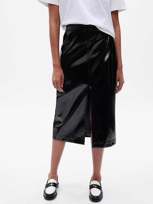 Image number 3 showing, Vegan Leather Midi Skirt