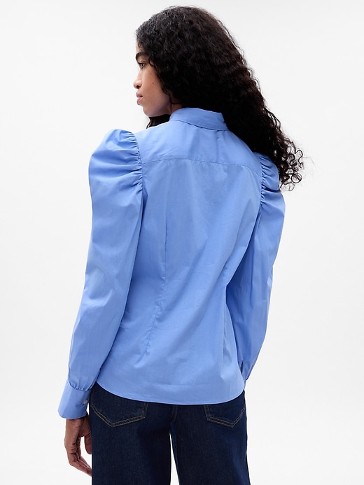 Image number 2 showing, Cotton Puff Sleeve Slim Shirt