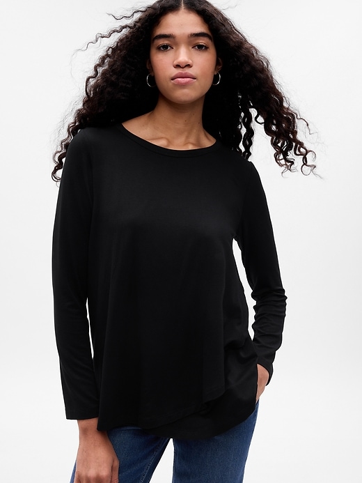 View large product image 1 of 1. Maternity Double-Layer Nursing T-Shirt