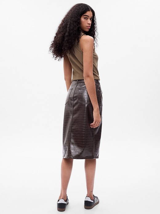 Image number 2 showing, Textured Faux-Leather Pencil Midi Skirt