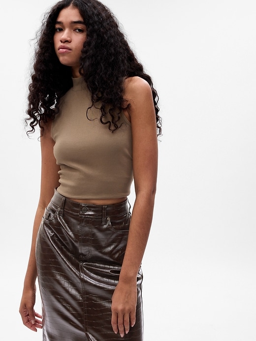 Image number 3 showing, Textured Faux-Leather Pencil Midi Skirt