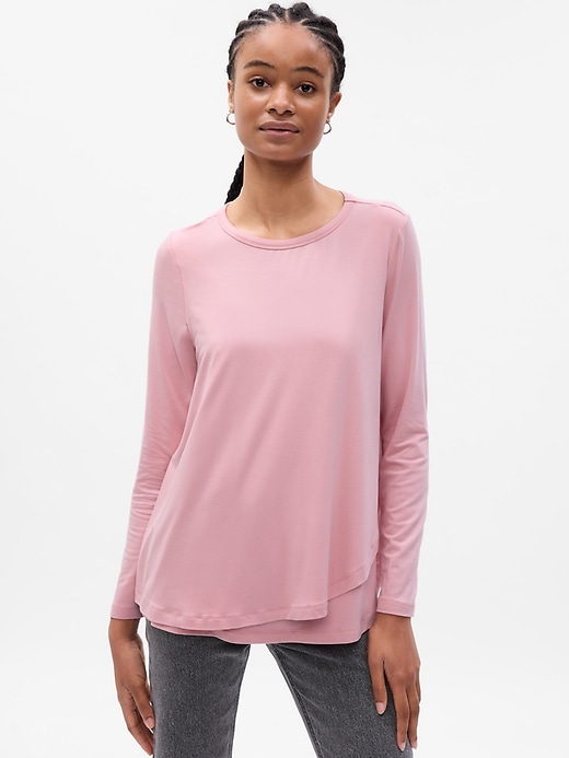 View large product image 1 of 1. Maternity Double-Layer Nursing T-Shirt