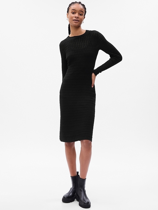 Image number 1 showing, Textured Midi Sweater Dress