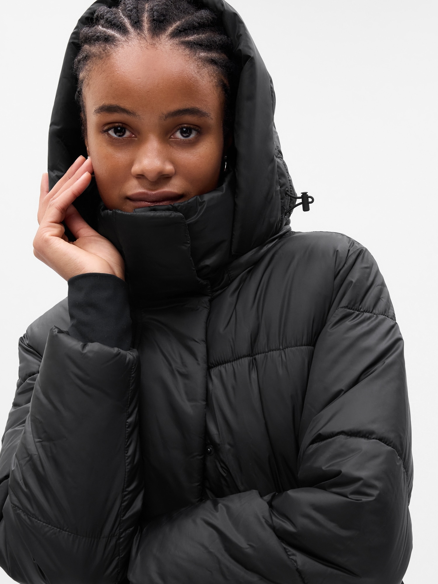 GAP Black Lightweight Puffer Primaloft, Removable Hood,Jacket,Coat - Medium  | eBay