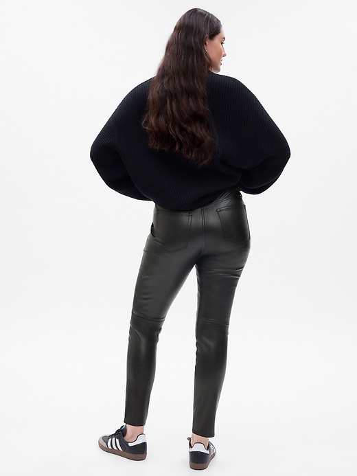 Image number 5 showing, Mid Rise Vegan Leather True Skinny Pants
