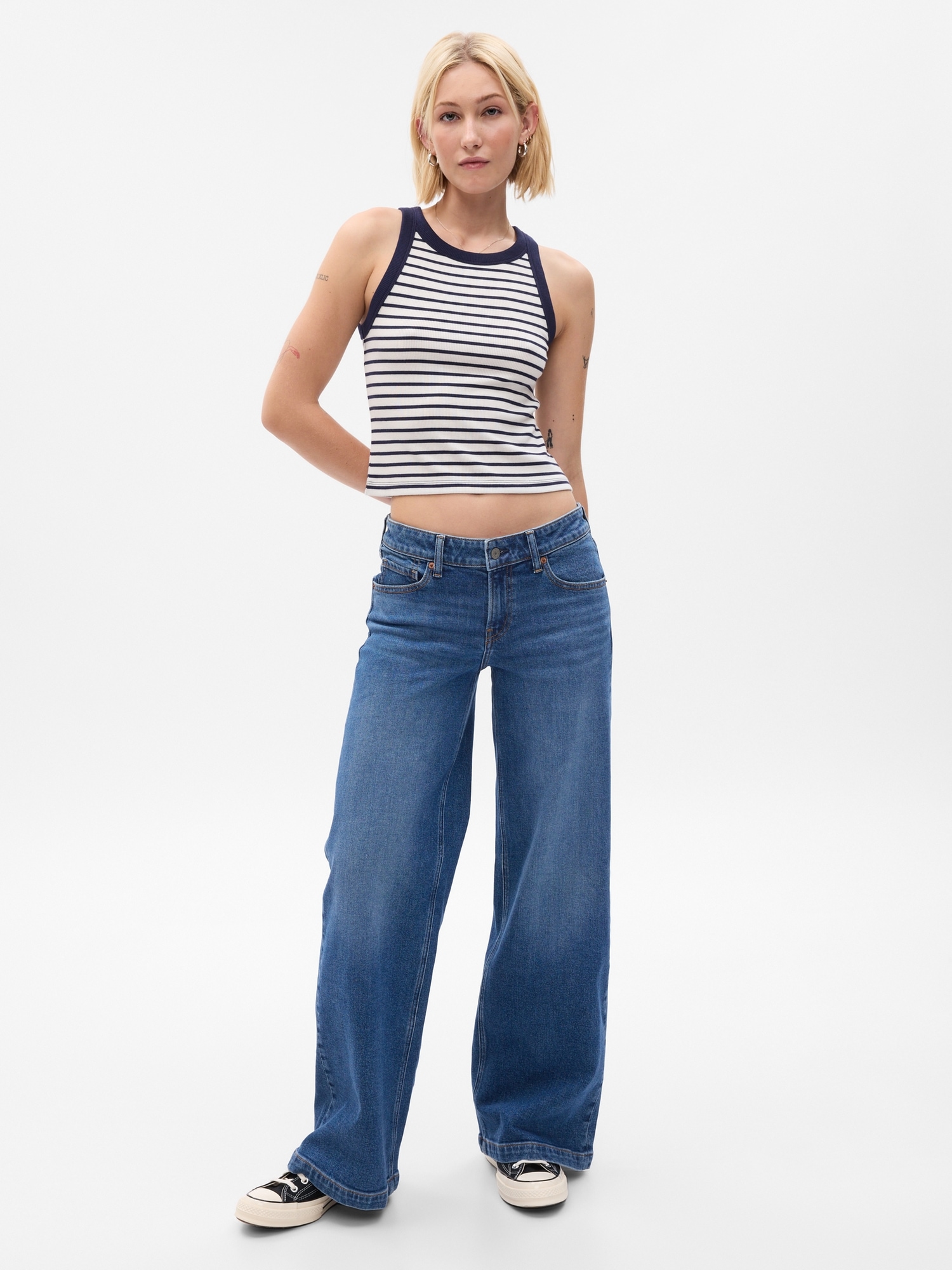 Low Rise Stride Wide-Leg Jeans with Washwell