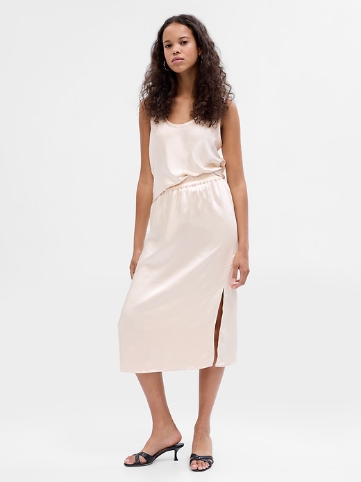 Image number 1 showing, Satin Midi Skirt