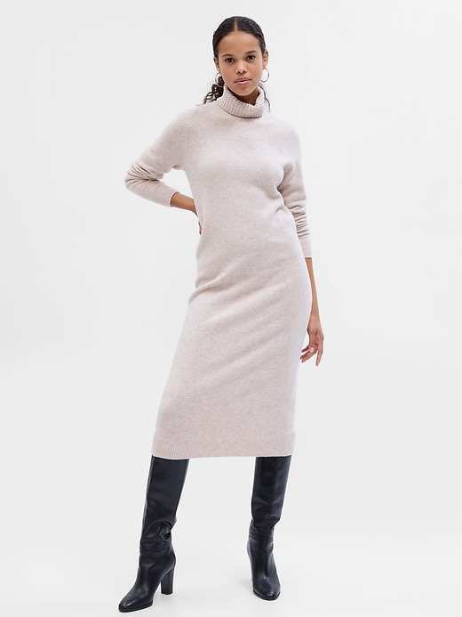 Image number 1 showing, CashSoft Turtleneck Midi Sweater Dress