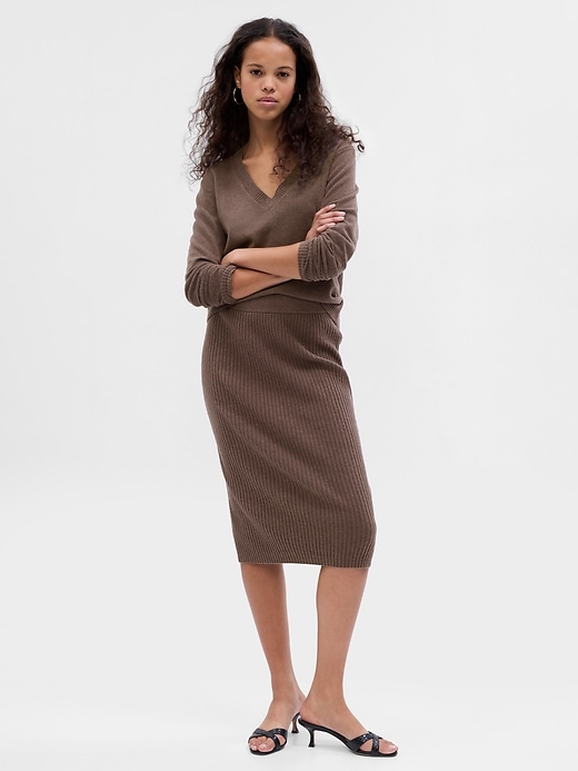 Image number 1 showing, CashSoft Rib Midi Sweater Skirt