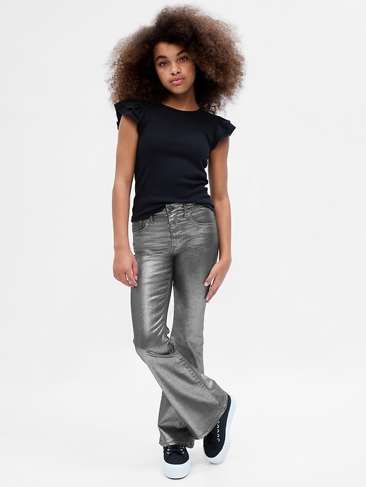 Image number 1 showing, Kids High Rise Metallic '70s Flare Jeans