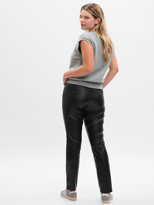 Image number 5 showing, Mid Rise Vegan Leather Skinny Pants