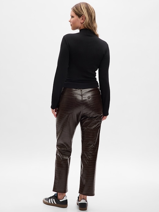 Image number 5 showing, High Rise Vegan Croc Leather Cheeky Straight Pants
