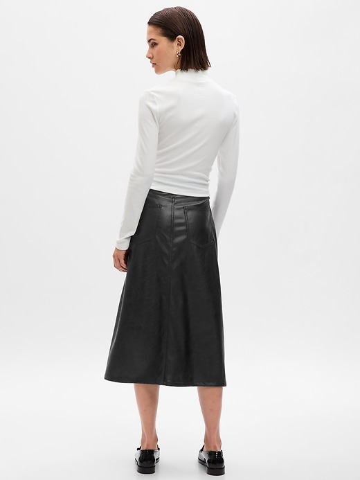 Image number 2 showing, Vegan Leather Midi Skirt