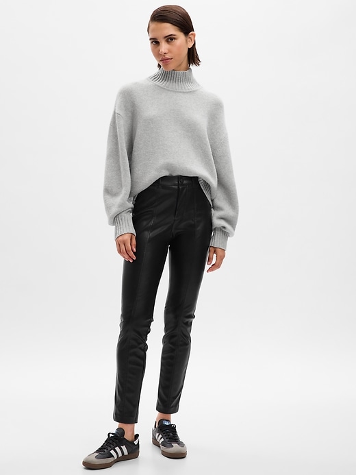 Image number 1 showing, Mid Rise Vegan Leather Skinny Pants