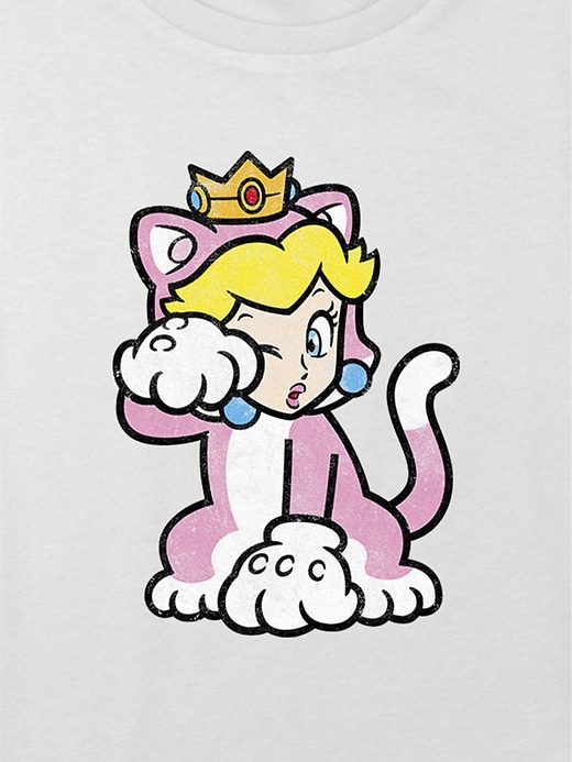 Image number 2 showing, Kids Nintendo Cat Peach Graphic Boxy Crop Tee