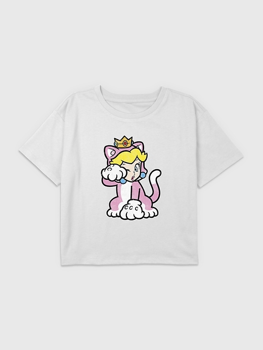 Image number 1 showing, Kids Nintendo Cat Peach Graphic Boxy Crop Tee