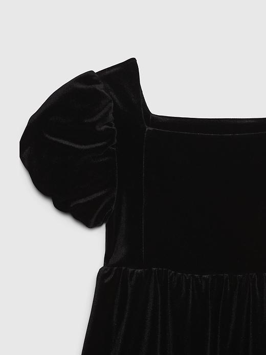 Image number 3 showing, Toddler Puff Sleeve Velvet Dress