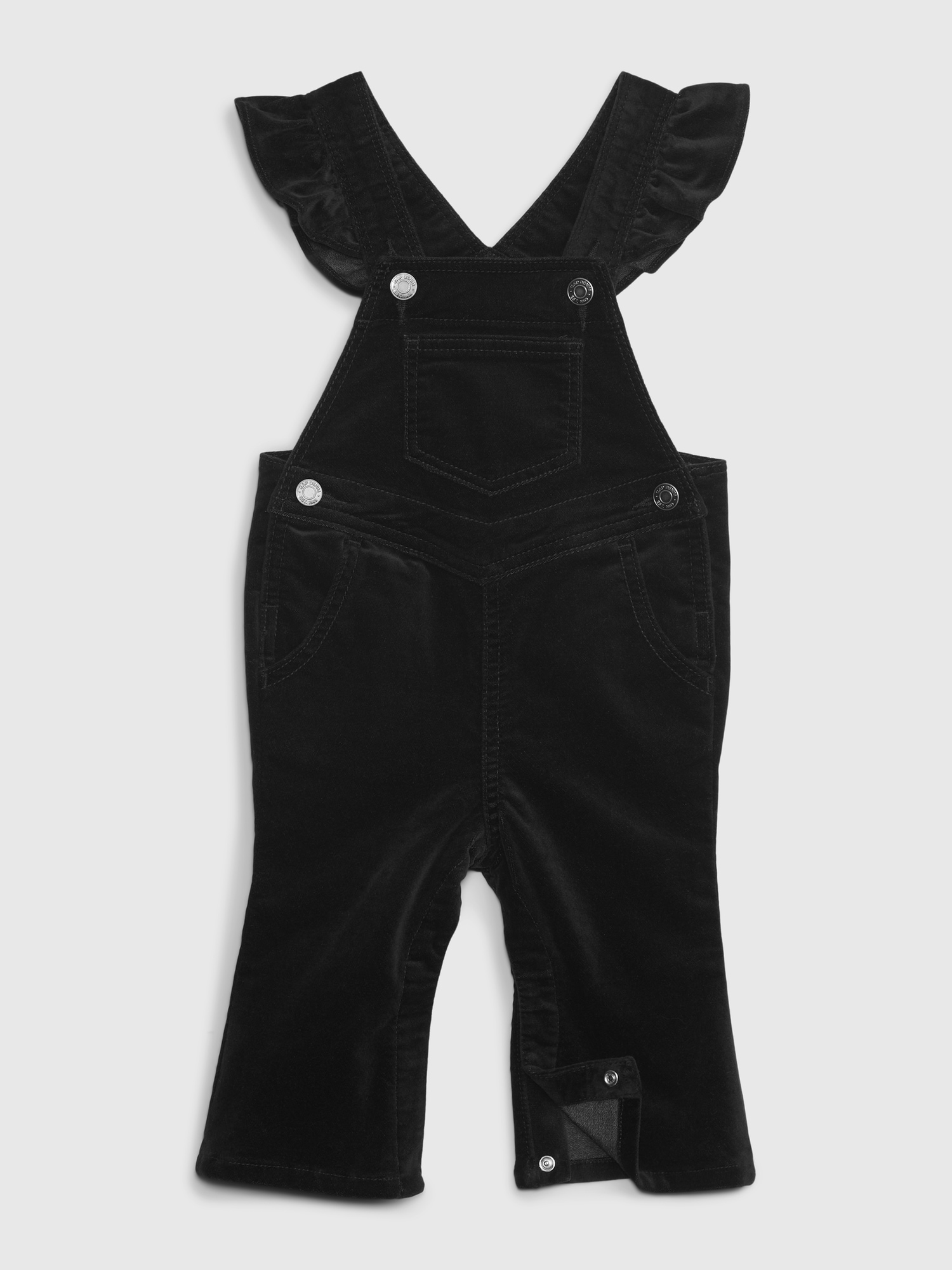 Gap Baby Velvet Ruffle Flare Overalls With Washwell In Black