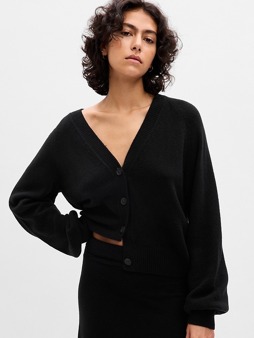 Balloon sleeve black cardigan best sale