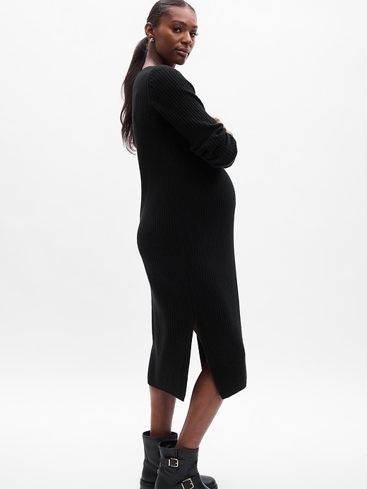 Image number 3 showing, Maternity CashSoft Rib Midi Sweater Dress