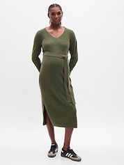Virmoku Women's Maternity Nursing Dress Sweater Dress Latern Sleeve V Neck  Ruched Side Slit Bodycon Dresses Pregnancy Clothes, Army Green, Small :  : Clothing, Shoes & Accessories