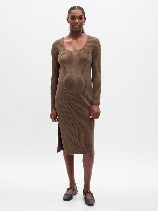 Image number 1 showing, Maternity CashSoft Rib Midi Sweater Dress