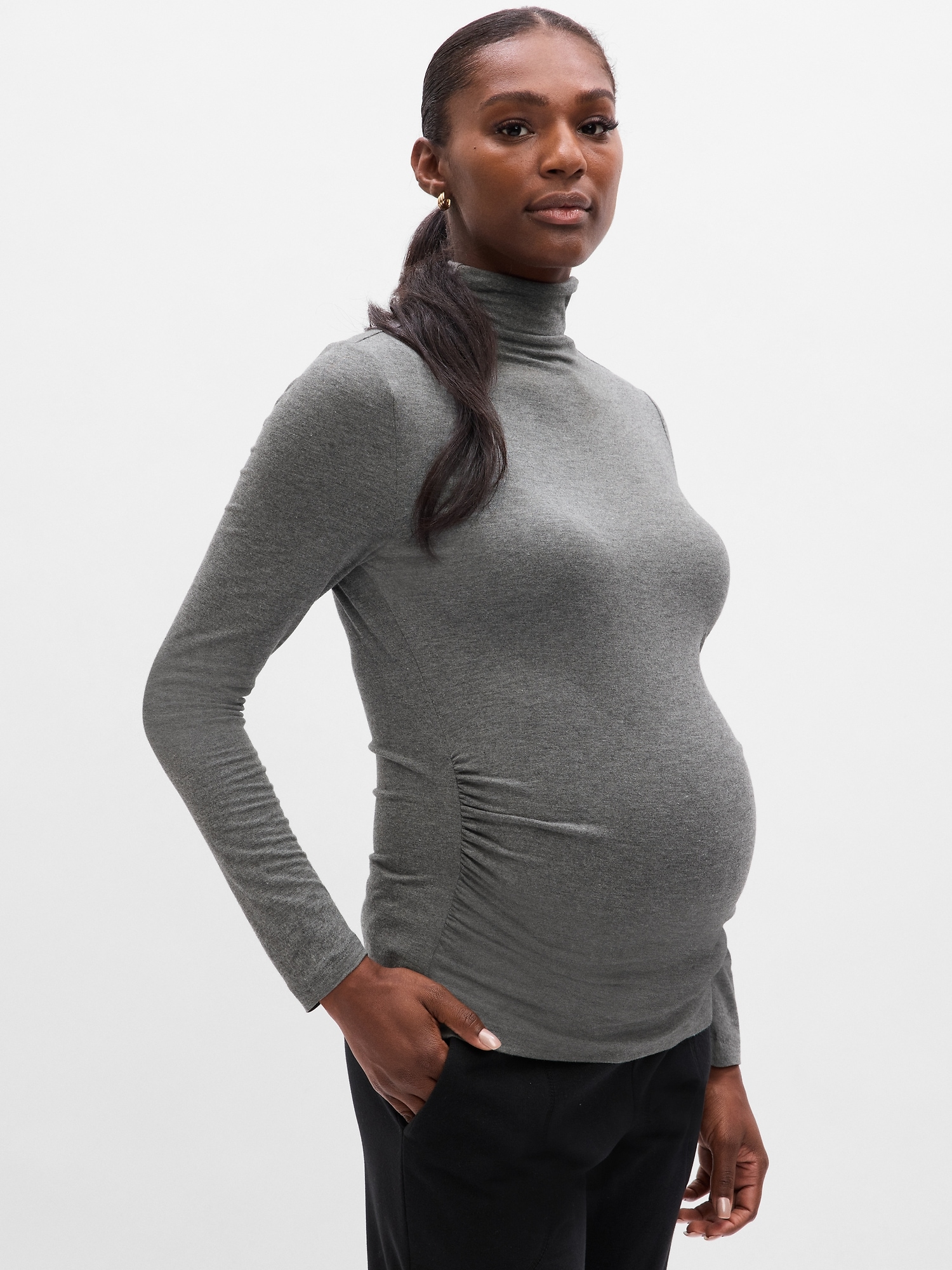 Gap Maternity Turtleneck T-shirt In Grey