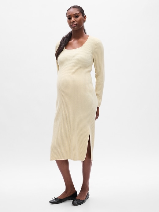 Image number 3 showing, Maternity CashSoft Rib Midi Sweater Dress