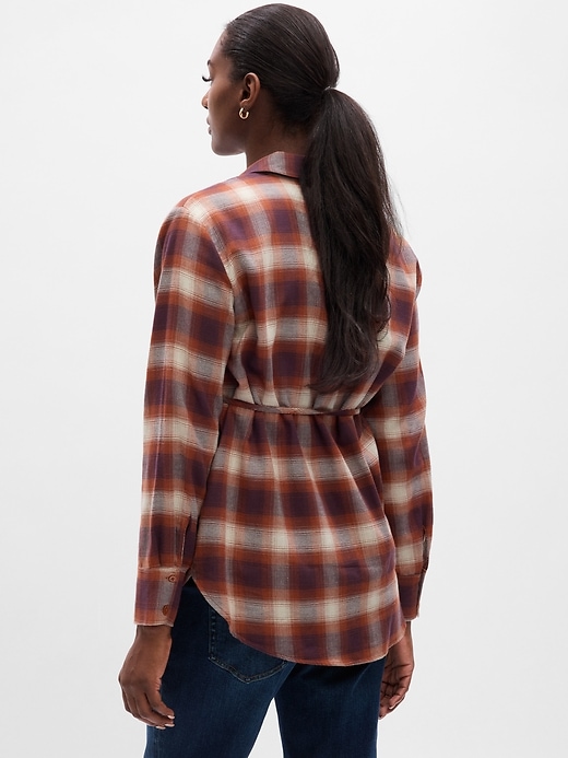 Image number 2 showing, Maternity Tie-Waist Plaid Shirt