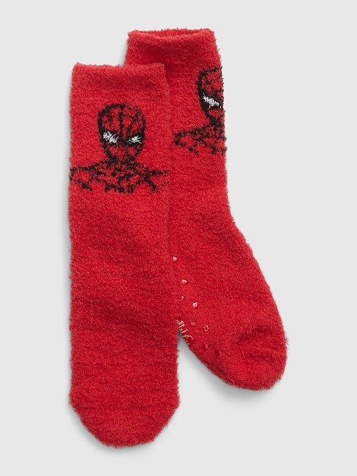 View large product image 1 of 1. GapKids &#124 Marvel Recycled Spider-Man Fuzzy Socks