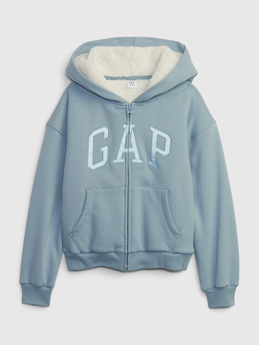 View large product image 1 of 1. Kids Sherpa-Lined Logo Hoodie