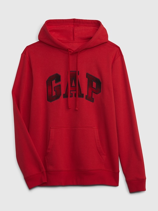 View large product image 1 of 1. Gap Plaid Arch Logo Hoodie