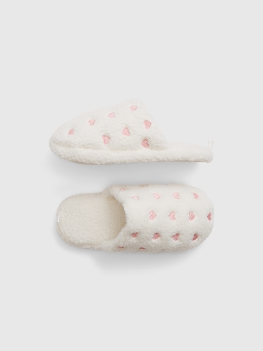 View large product image 1 of 1. Kids Sherpa Heart Slippers