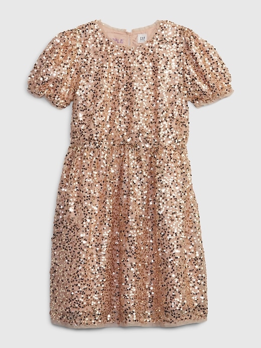 Image number 3 showing, Kids Puff Sleeve Sequin Dress