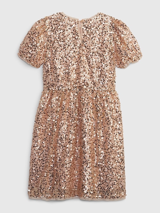 Image number 4 showing, Kids Puff Sleeve Sequin Dress