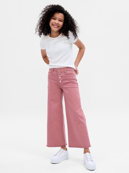 Image number 1 showing, Kids High Rise Stride Wide-Leg Ankle Jeans