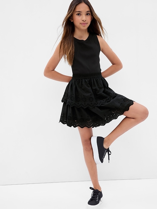 Image number 1 showing, Kids Eyelet Tiered Dress