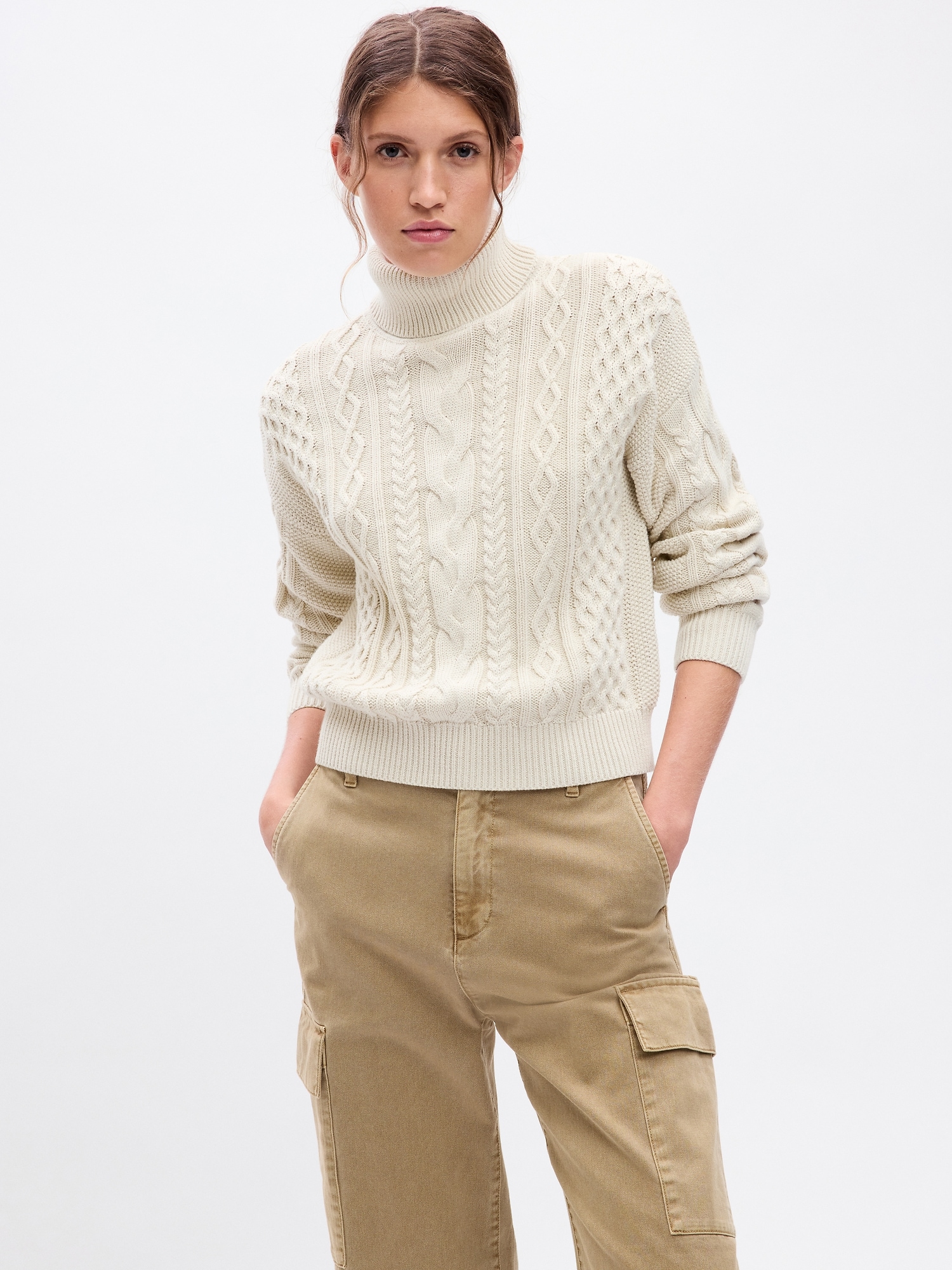 Gap Turtleneck Cable-Knit Cropped Sweater