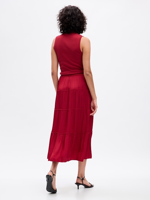 Image number 2 showing, Satin Tiered Maxi Skirt