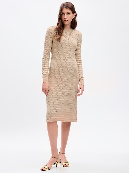 Image number 1 showing, Textured Midi Sweater Dress