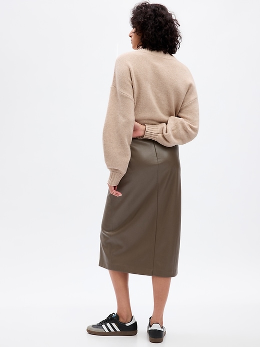 Image number 2 showing, Vegan Leather Midi Skirt