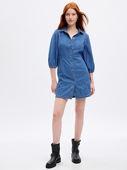 Frame Nina Puff Sleeve Denim Minidress buy Medium Org Price $428