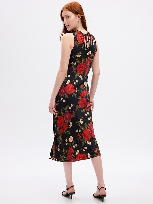 Image number 2 showing, Satin High-Neck Midi Dress