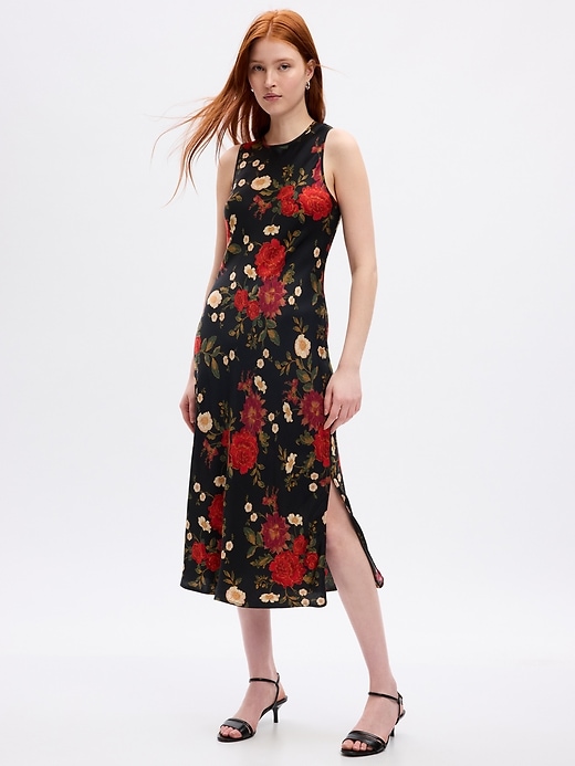 Image number 1 showing, Satin High-Neck Midi Dress