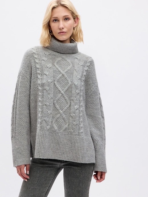 Image number 1 showing, 24/7 Split-Hem Cable-Knit Sweater