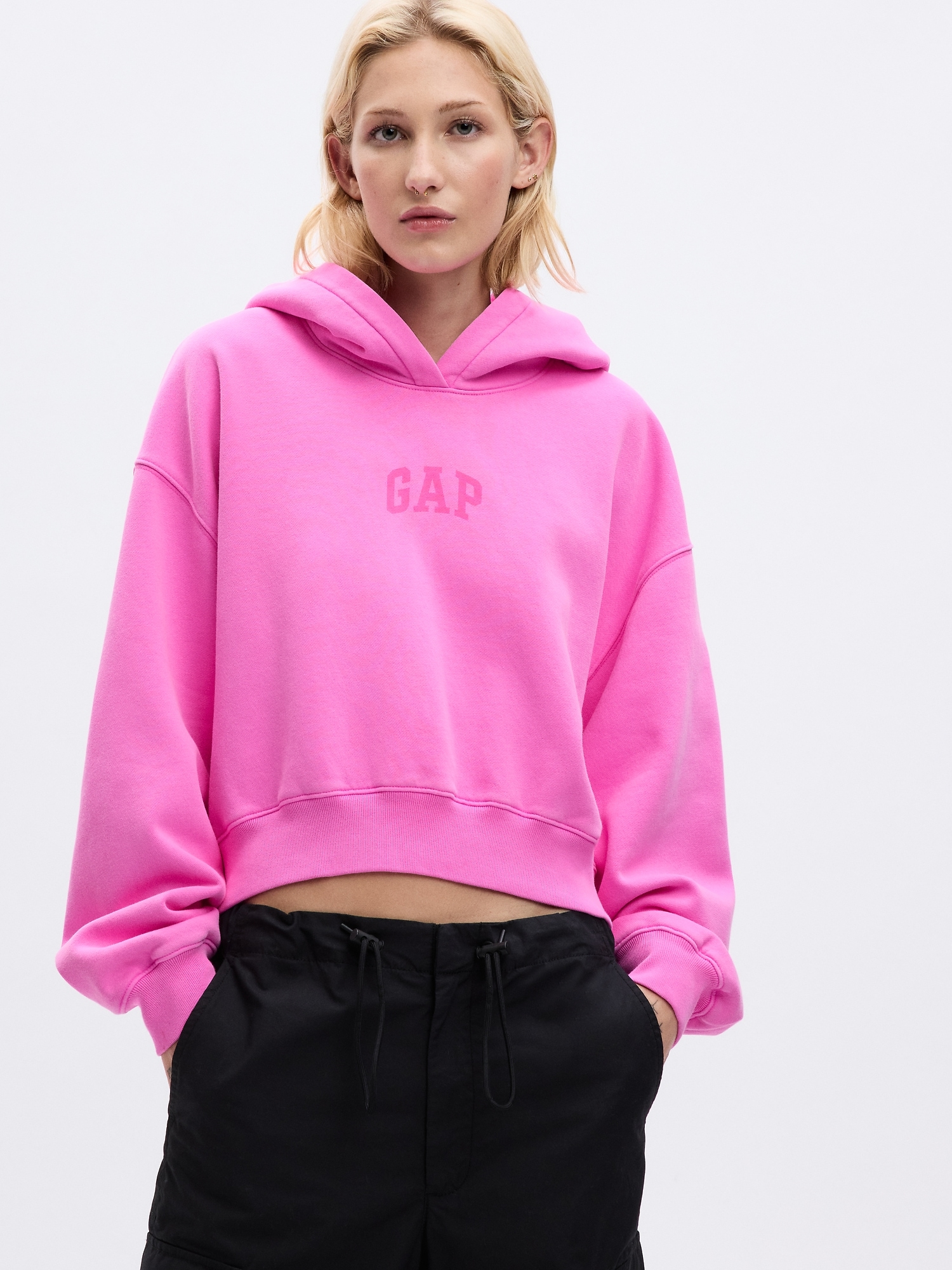PROJECT GAP Arch Logo Cropped Hoodie | Gap