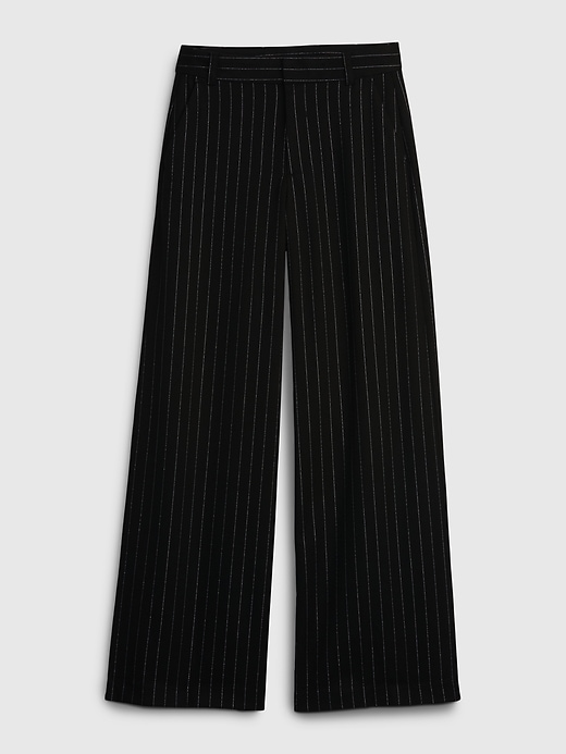 Image number 6 showing, High Rise Metallic Stripe Wide-Leg Trousers