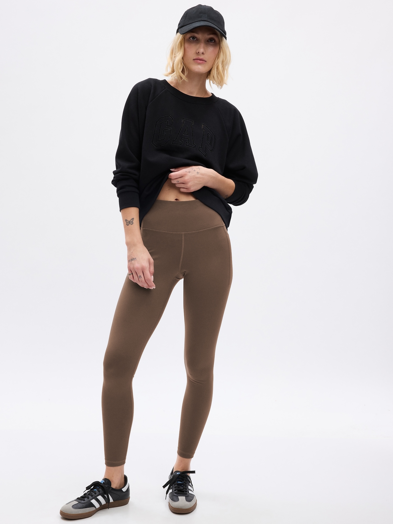 Gap Fit High Rise Recycled Power Full Length Leggings In Cashmere Brown