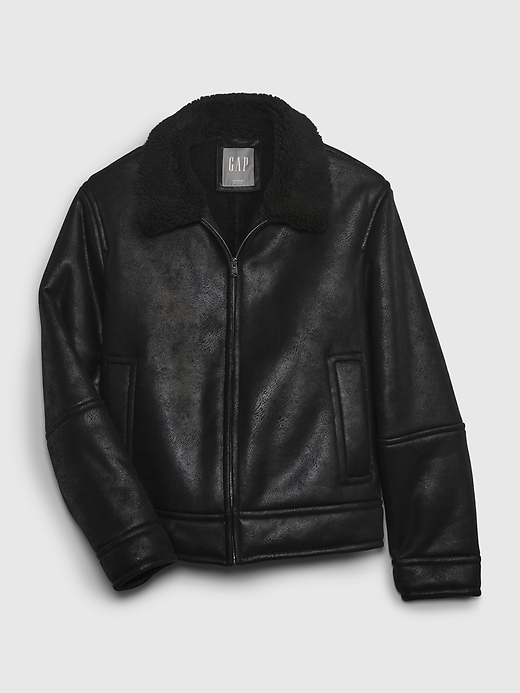 Image number 3 showing, Vegan Leather Sherpa Jacket